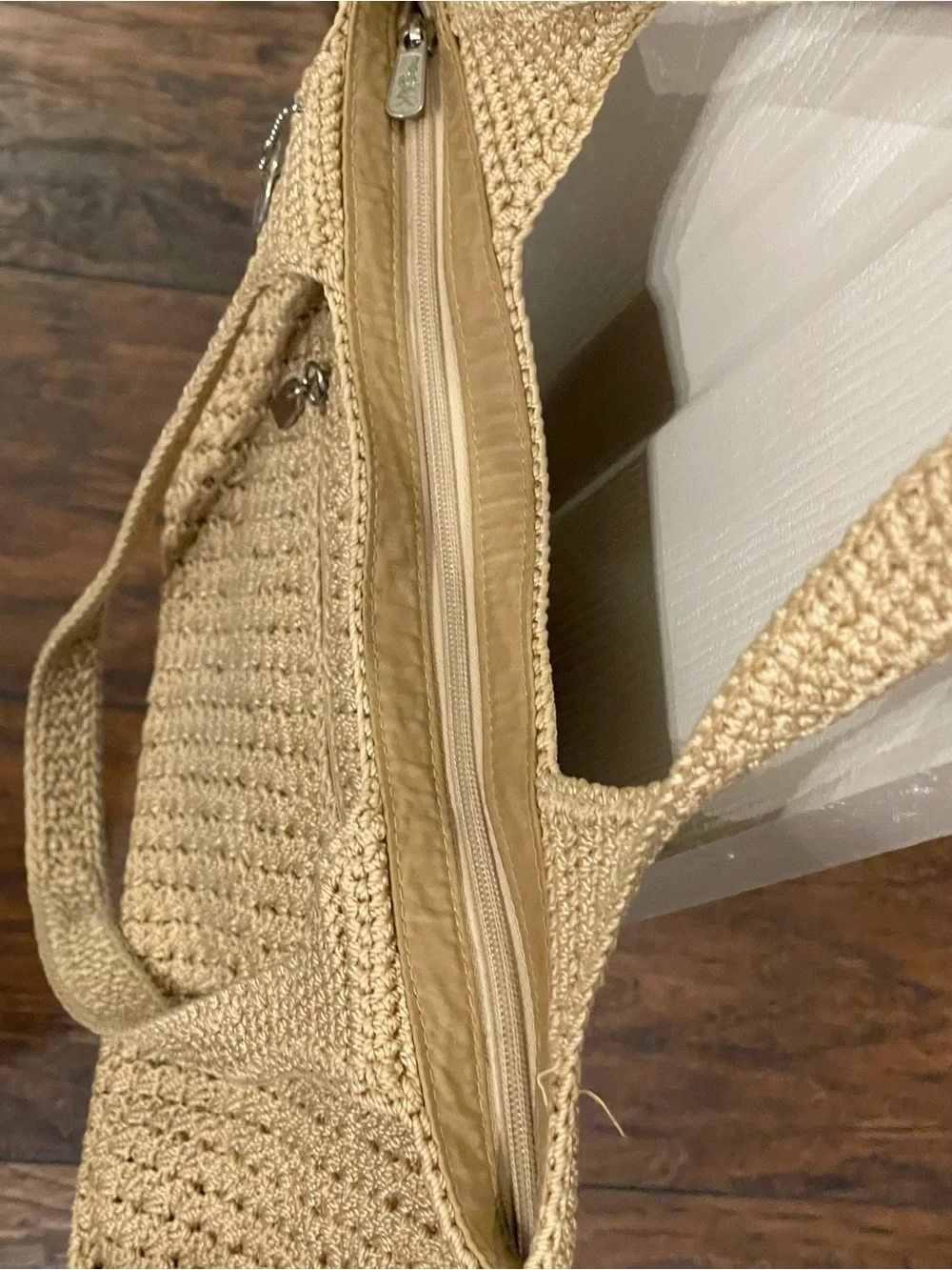The Sak Natural Crochet Shoulder Bag in Beige